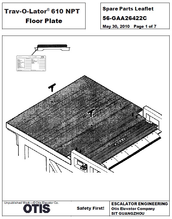 SPL 56-GAA26422C Trav-O-Lator 610 NPT Floor Plate