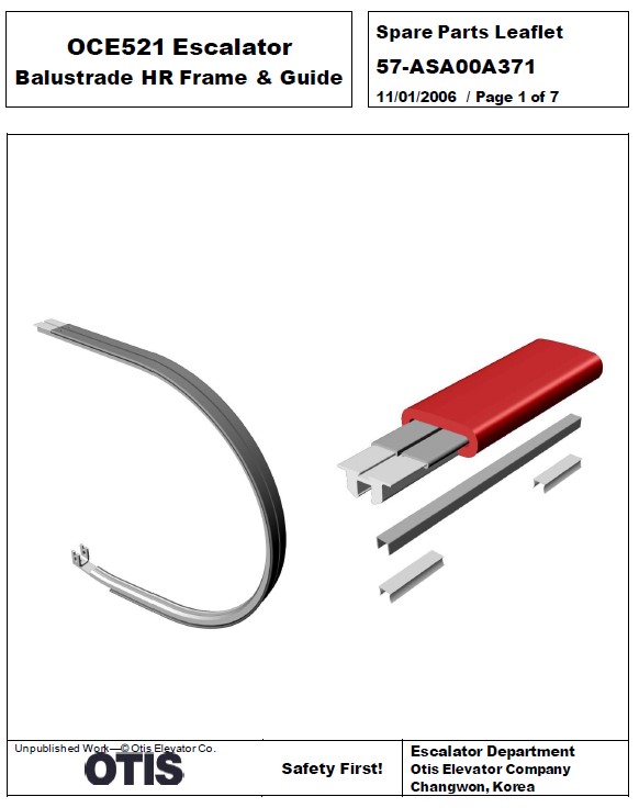 SPL 57-ASA00A371 OCE521 Escalator Balustrade HR Frame & Guide