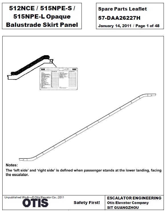 SPL 57-DAA26227H 512 NCE / 515 NPE-S / 515 NPE-L Opaque Balustrade Skirt Panel