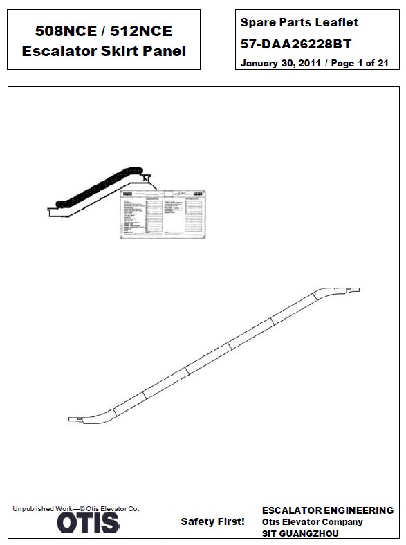 SPL 57-DAA26228BT 508 NCE / 512 NCE Escalator Skirt Panel