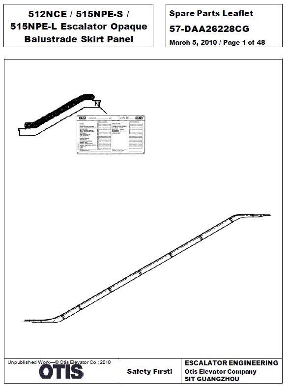SPL 57-DAA26228CG 512 NCE / 515 NPE-S / 515 NPE-L Escalator Opaque Balustrade Skirt Panel