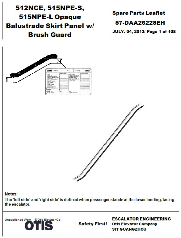 SPL 57-DAA26228EH 512 NCE, 515 NPE-S, 515 NPE-L Opaque Balustrade Skirt Panel w/Brush Guard
