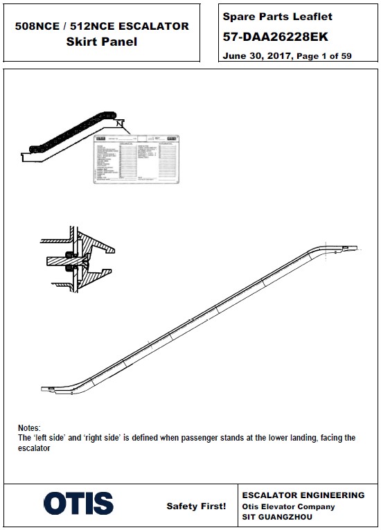 SPL 57-DAA26228EK 508 NCE / 512 NCE Escalator Skirt Panel
