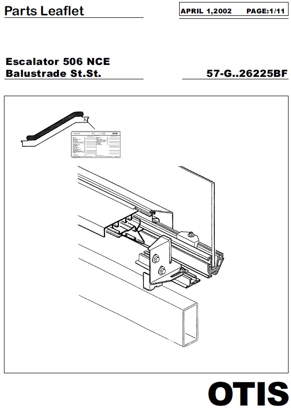 SPL 57-GAA26225BF Escalator 506 NCE Balustrade St. St.