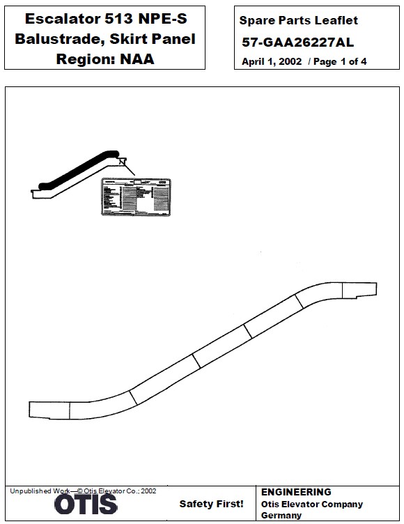 SPL 57-GAA26227AL Escalator 513 NPE-S Balustrade, Skirt Panel Region: NAA