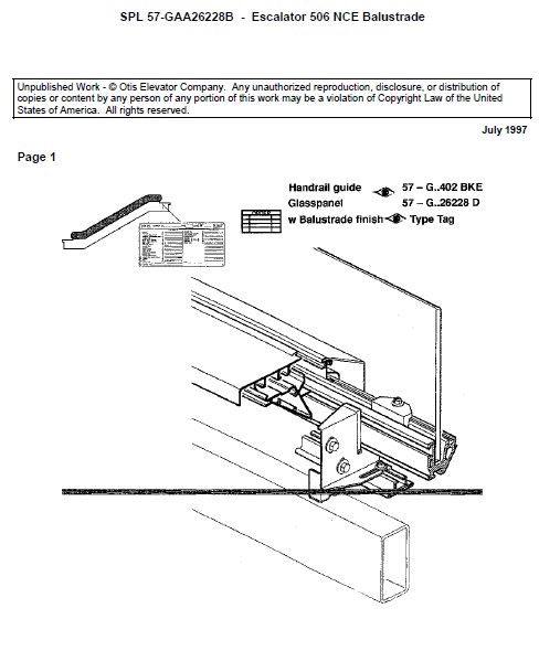 SPL 57-GAA26228B Escalator 506 NCE: Balustrade