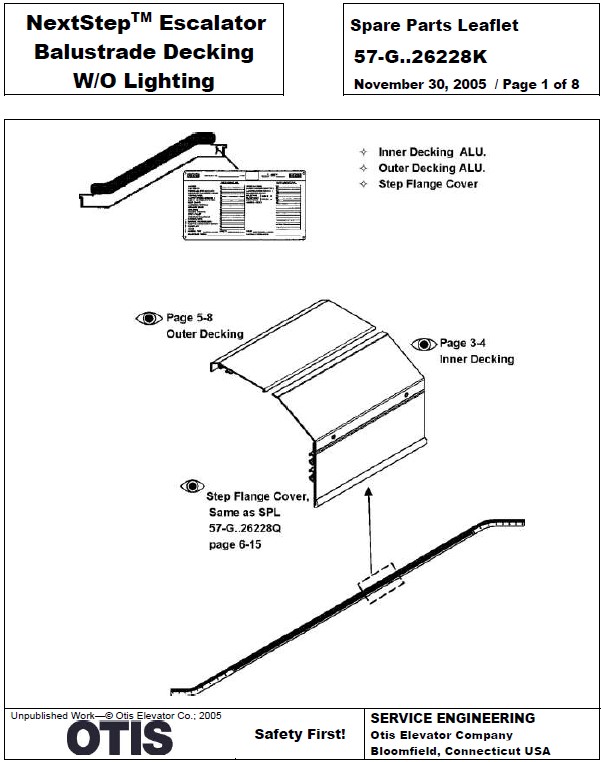 SPL 57-GAA26228K NextStep Escalator Balustrade Decking w/o Lighting