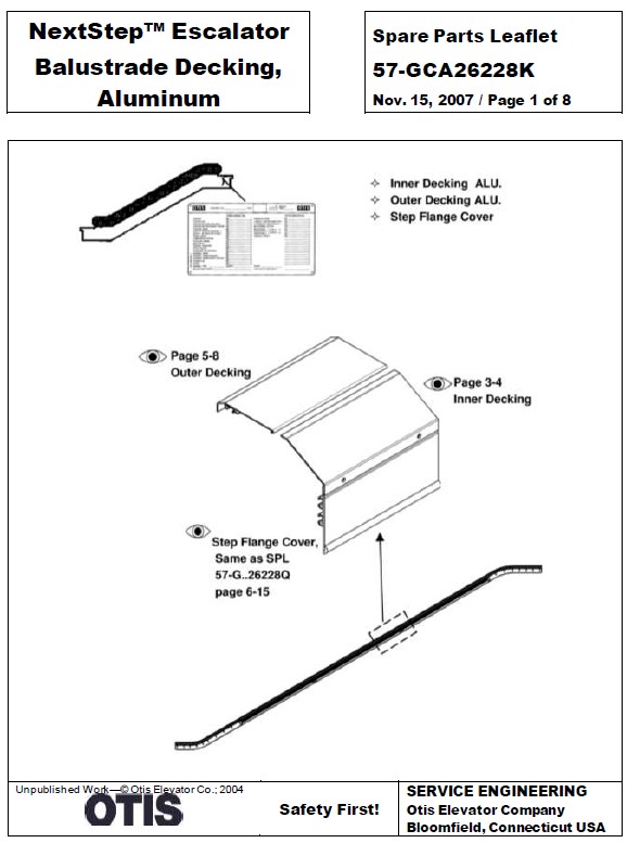 SPL 57-GCA26228K Nextstep Escalator Balustrade Decking, Aluminum