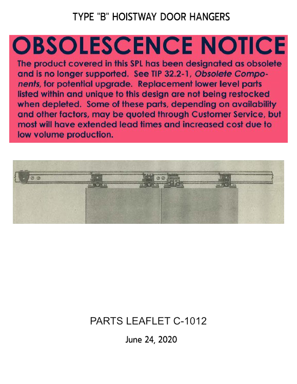 SPL C-1012 Type B Hoistway Door Hangers