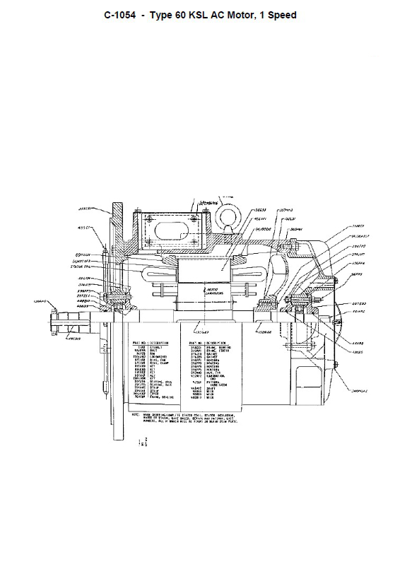SPL C-1054 Type 60 KSL AC Motor, 1 Speed