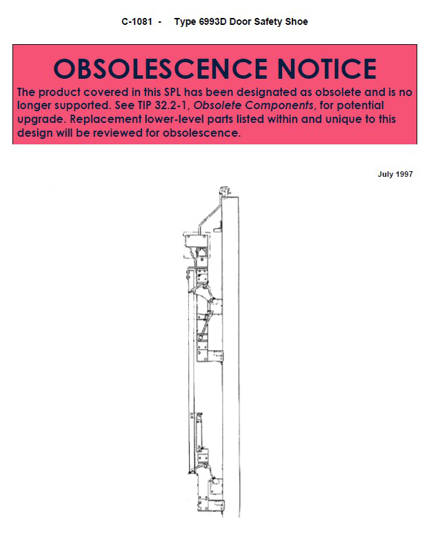 SPL C-1081 (OBSOLETE) Type 6993D Door Safety Shoe