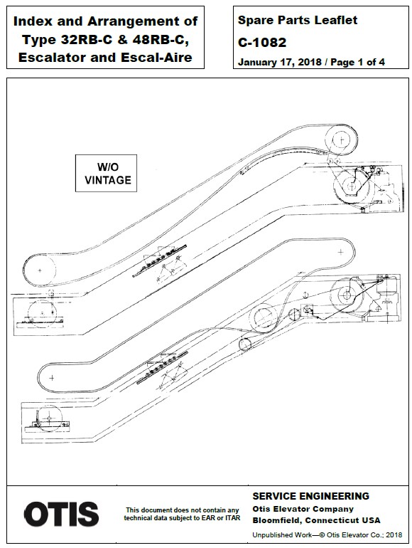 SPL C-1082 Index and Arrangement of Type 32RB-C & 48RB-C, Escalator and Escal-Aire