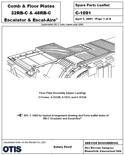 SPL C-1091 Comb & Floor Plates, 32 / 48RB-C Escalator