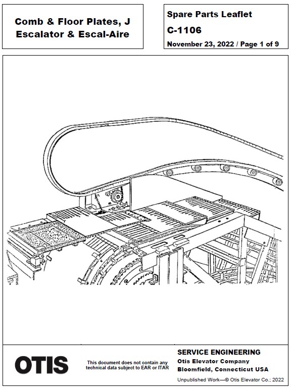 SPL C-1106 Comb & Floor Plates, J Escalator & Escal-Aire