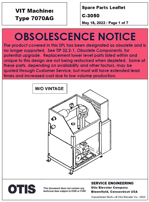 SPL C-3050 (OBSOLETE) VIT Machine: Type 7070AG