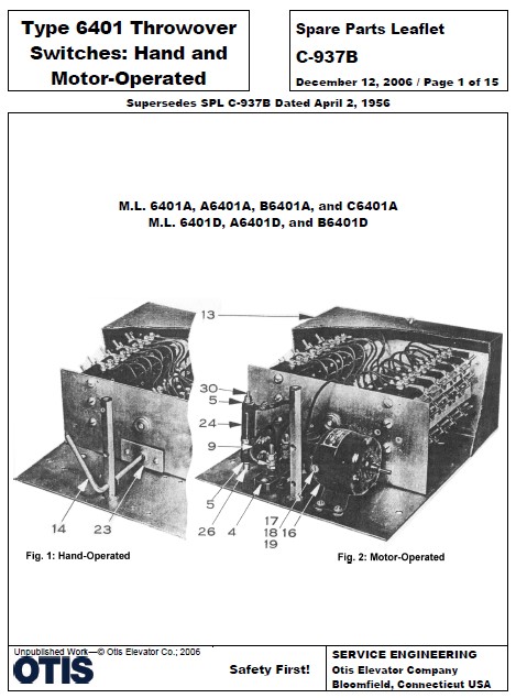 SPL C-937B Type 6401 Throwover Switches: Hand and Motor-Operated