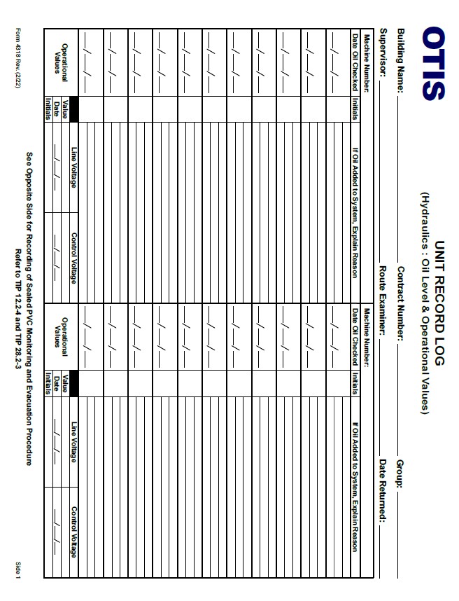 Unit Record Log Hydraulic